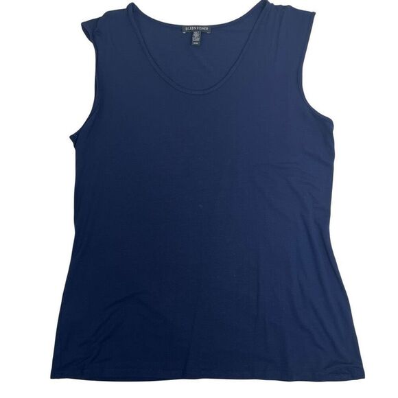 Eileen Fisher Womens Lightweight Viscose Jersey Shell Tank Top Navy Blue Medium - Picture 3 of 16